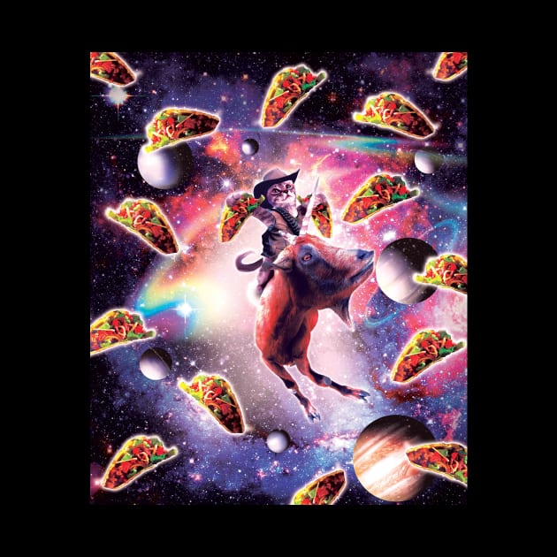 Cowboy Space Cat On Goat Unicorn - Taco by Random Galaxy