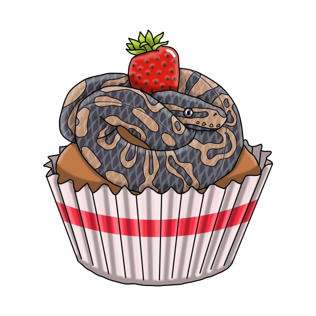 ball python snake cupcake by Artbychb