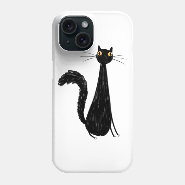 Black Kitty Phone Case by Sophie Corrigan