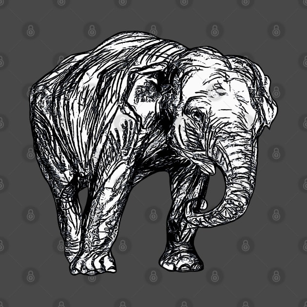 Graphic Novel Style Vector Art Elephant Illustration by taiche