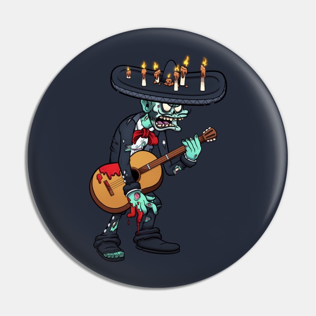 Day Of The Dead Zombie Mariachi Pin by TheMaskedTooner