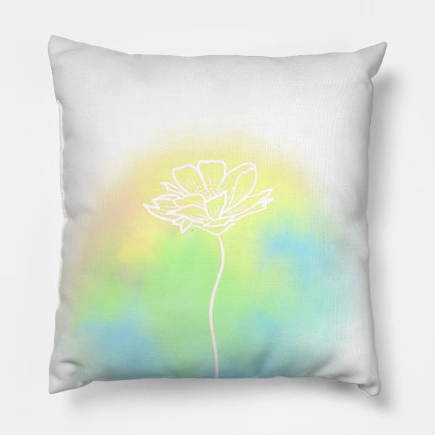 cosmos flower Pillow by Jaspreet Kaur