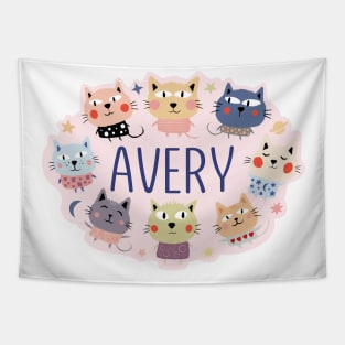 Avery name with cartoon cats Tapestry