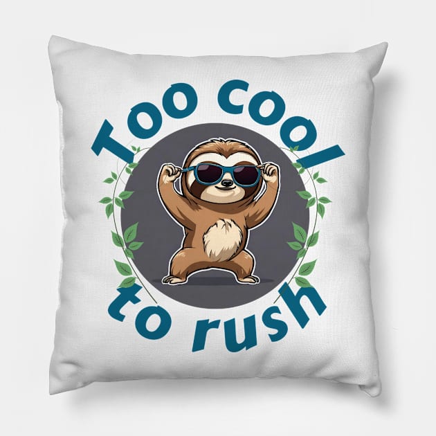 Sloth, too cool to rush Pillow by T-Crafts