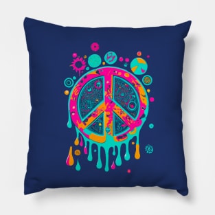 Peace Liquid Paint Drip Graffiti Design Pillow