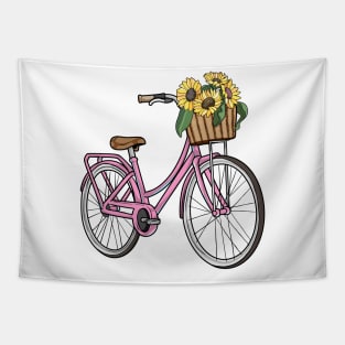 Women's bike with Basket Flowers Tapestry