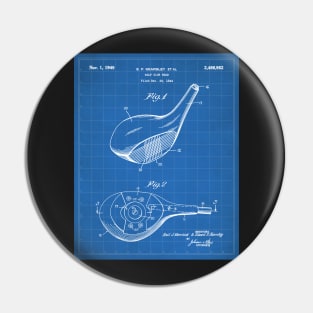 Golfing Driver Patent - Golfer Golf Coach Art - Blueprint Pin