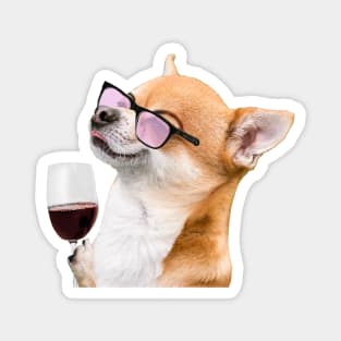Dog next to wine meme Magnet