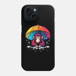 Snow Monkey Rainy Day With Umbrella Phone Case