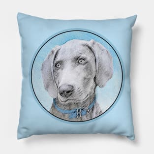 Weimaraner Painting - Cute Original Dog Art Pillow