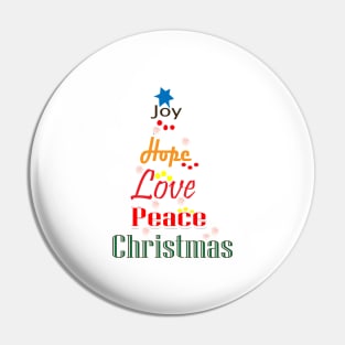 Joy Hope Love Peace Christmas Pin