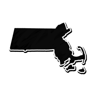 Black Massachusetts Outline T-Shirt