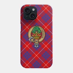 Clan Hamilton Crest over Red Tartan Phone Case