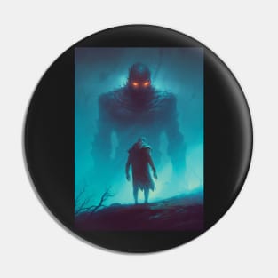 Giant in the Fog | Ominous Painting | Horror Fiction Art | Surrealism Artist | Dark Fantasy Style | Mysterious Giant in the Mist Pin