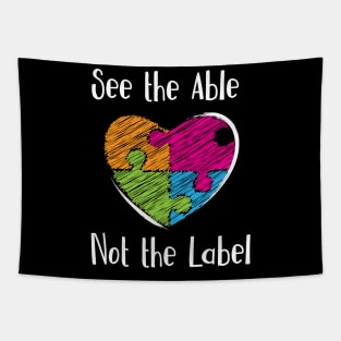 'See the Able Not The Label' Cute Autism Awareness Tapestry