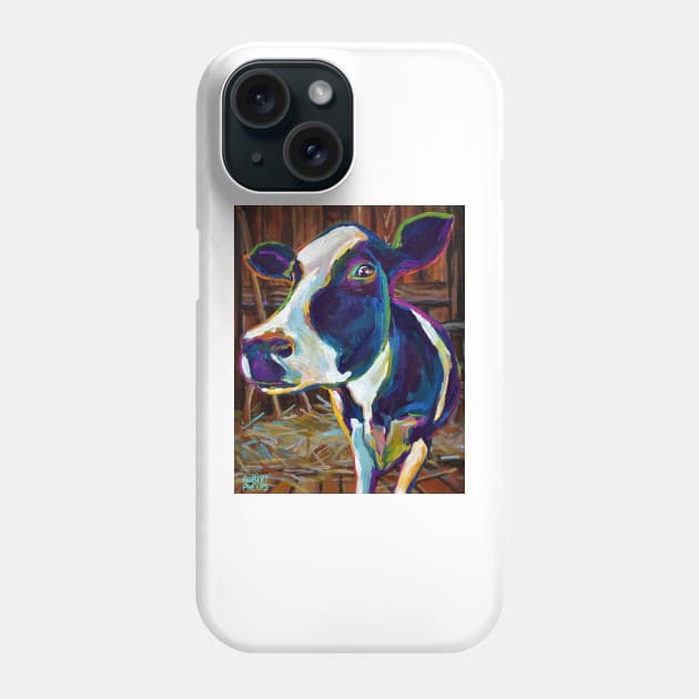 Colorful Farm Cow in Barn Painting by Robert Phelps Phone Case by RobertPhelpsArt