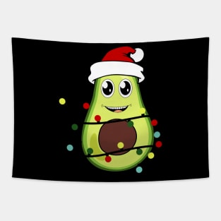 Cute Avocado Wearing Santa Hat Christmas Lights Avocado Lover Xmas Gift Tapestry