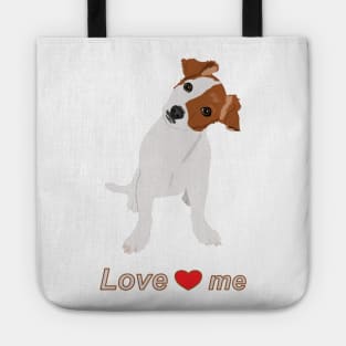 Cute dog with text love me Tote