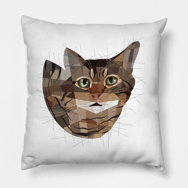 Striped Cat Pillow by Blacklightco