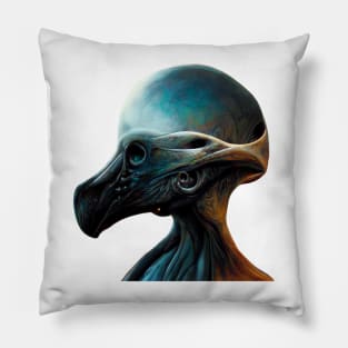 Face of a bird alien Pillow