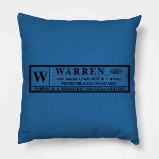 elizabeth warren warning label Pillow