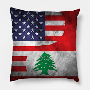 USA Lebanon Dual Yin Yang Flag Pillow