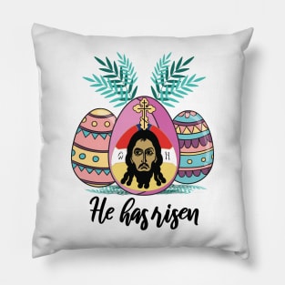 Orthodox Easter Egg Cross Greek Lent Scripture Pillow