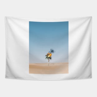 Palm Tree on Brown Sand Under Blue Sky - Aesthetic Tapestry