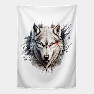 Wolf Portrait Animal Painting Wildlife Outdoors Adventure Tapestry