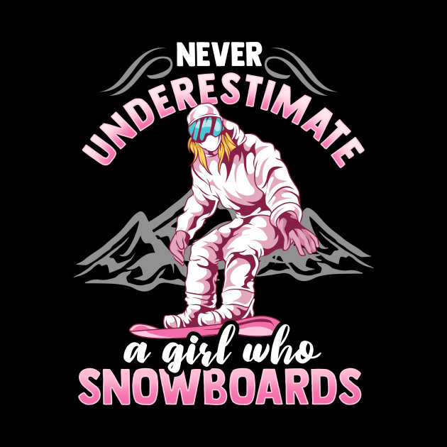 Never Underestimate A Girl Who Snowboards I Winter Snow graphic by biNutz