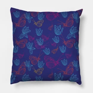 Pink and blue butterfly patterns Pillow