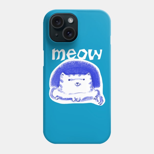 meow cute white cat funny cartoon Phone Case by anticute