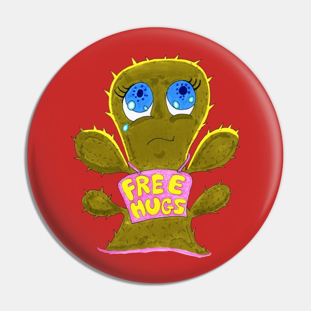 Free Hugs Cactus Pin by FilMate