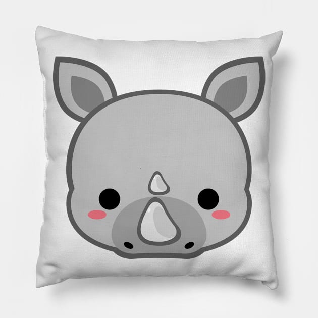 Cute White Rhino Pillow by alien3287