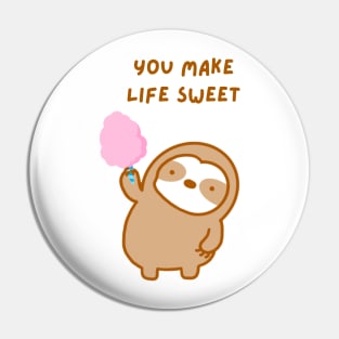 You Make Life Sweet Cotton Candy Sloth Pin