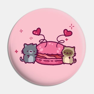 Cats and a giant pink macaron Pin