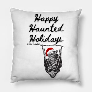 Happy Haunted Holidays Christmas Bat Winter Pillow