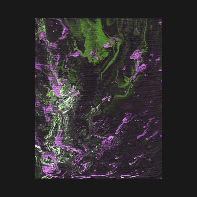 Liquid art. Abstract black-violet-green background with hand-painted marble texture. Best for the print, fabric, poster, wallpaper, cover and packaging, wrapping paper. Christmas holiday mood. by Olesya Pugach