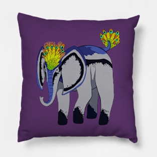 Elephant Peacock :: Imaginary Creatures Pillow