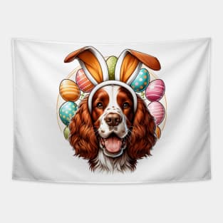 Welsh Springer Spaniel Embraces Easter with Bunny Ears Tapestry