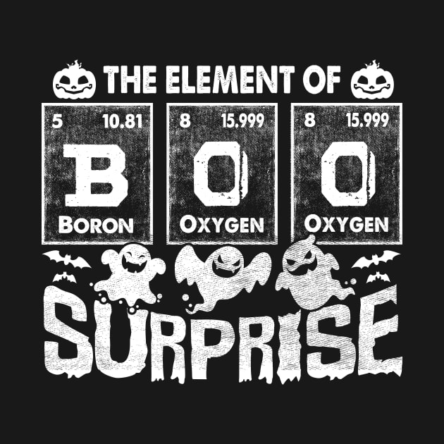 Halloween T Shirt Funny Boo The Element Of Surprise Funny Shirt For Women Men Chemistry Science Lovers by paynegabriel