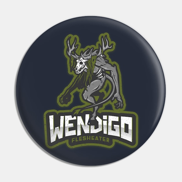 Wendigo Distressed Pin by teecloud