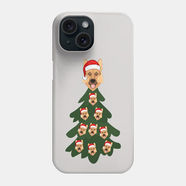 Santa German Shepherd Christmas Tree Phone Case by Seasonal Dogs