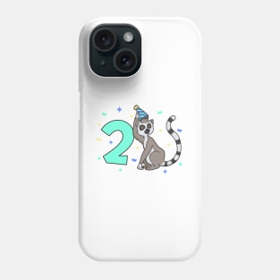 I am 2 with lemur - kids birthday 2 years old Phone Case