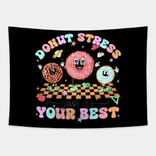 Donut Stress Best Test Day Teachers Kids Groovy Tapestry