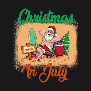 Christmas In July Funny Santa Summer Beach Vacation T-Shirt