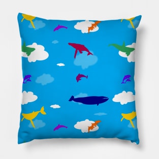 Whales and dolphins in the clouds Pillow