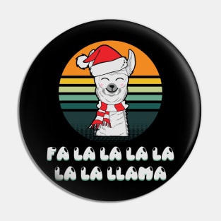 Fa La La La La La La Llama Funny Llama Wearing Santa Hat Christmas Gift For Llama Lover Pin