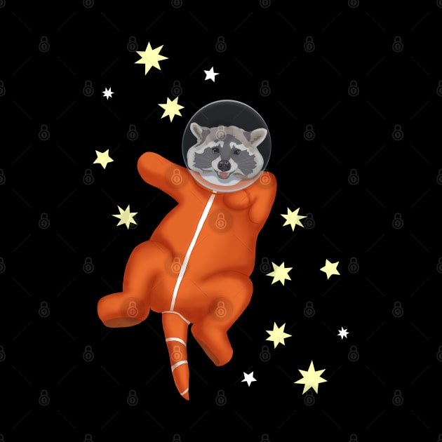 Space Raccoon. Raccoon astronaut in an orange space suit by KateQR
