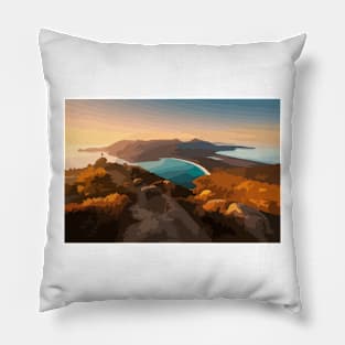 Wineglass Bay Digital Painting Pillow